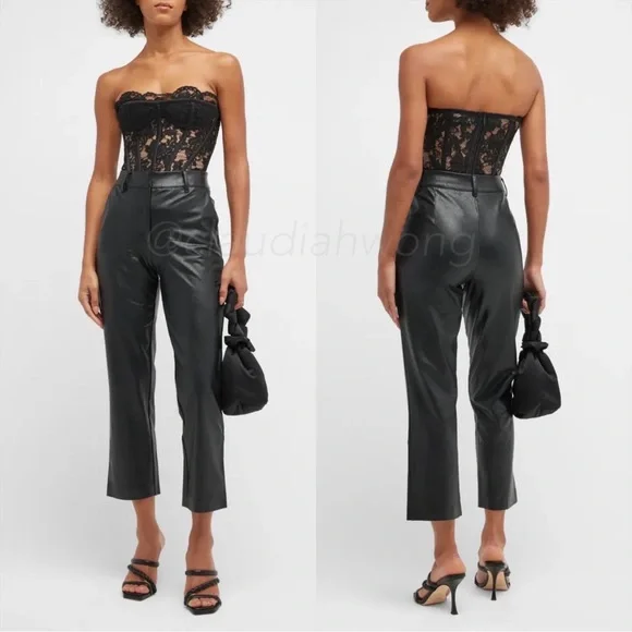 COMMANDO Faux Leather 7/8 Trouser Pants in Black